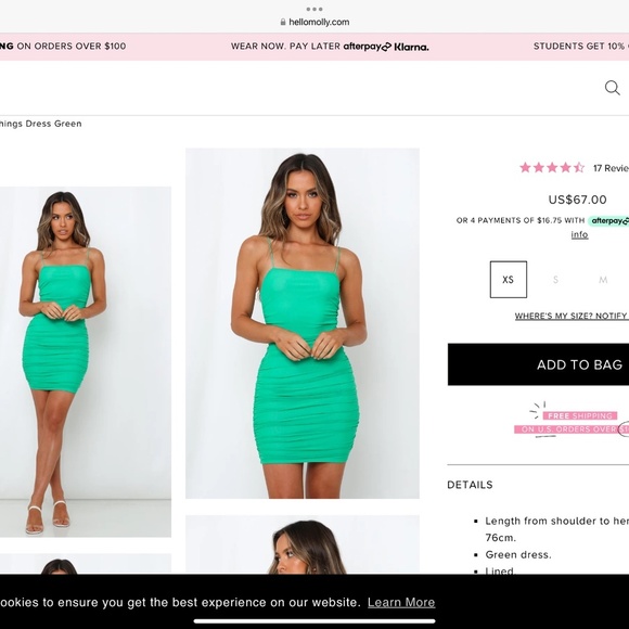 Hello Molly Favorite Things mini dress in green - Picture 1 of 12